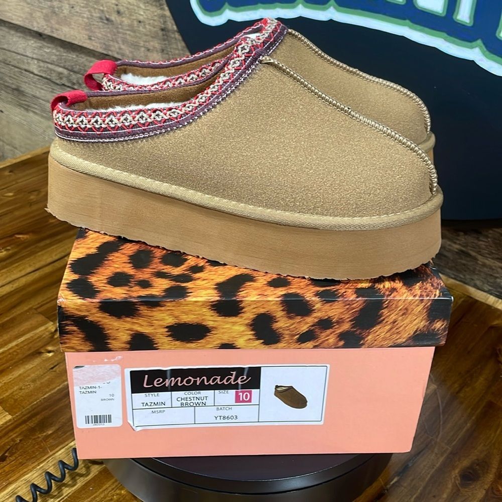 Lemonade Tazmin Women's Platform Shoes Chestnut Brown Slippers Size 10 New